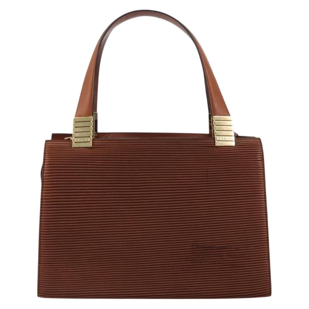 Celine Macadam Leather Handbag Brown